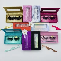 

Wholesale 3d mink eyelashes private label strip eye lashes custom create your own brand pink glitter false eyelash packaging box
