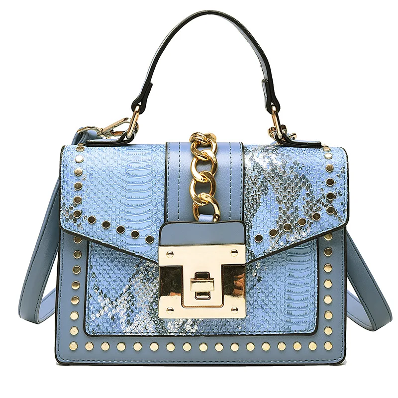 

Snakeskin Pattern Small Square Bag Women Crossbody Bags Designer Chains Handbags Luxury Leather Flap Bag