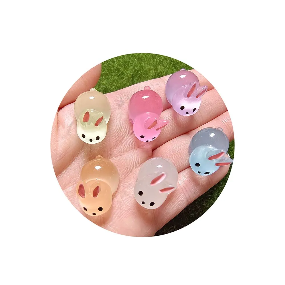 Luminous Figurine Miniature Resin Crafts Glow in Dark Little Rabbit Ornament for Fairy Garden Micro Landscape Accessories