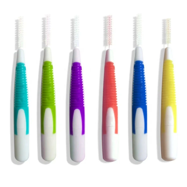 

Effective Dustproof Push Pull Style Soft Silicone Interdental Brush, Yellow.pink.blue.green.grey.purple.orange.peach