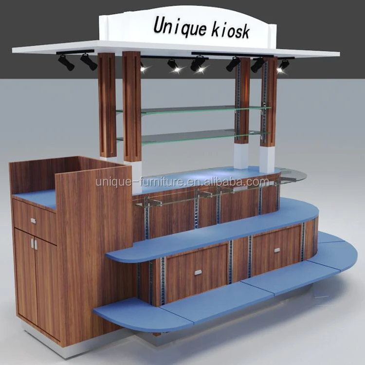

Solid Wood Display Furniture Portable Plant Display Cabinet Retail Counter Cake Booth Attractive RMU Kiosk Stand Design Idea