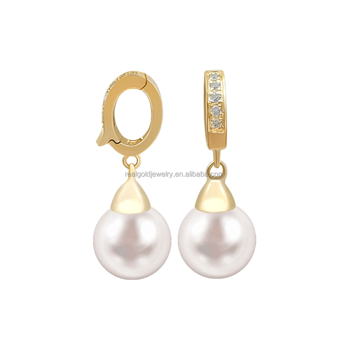 

Pure 18K Gold Natural Pearl Pendant With Openable Connector Real 14K 18K Solid Gold Diamonds Pendant For Necklaces