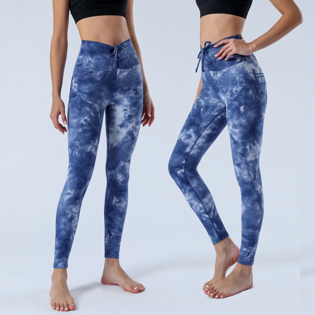 

2021 New Soft Yoga Pants Spandex Nylon Tie-Dye High Waisted Nude Feel Yoga Leggings