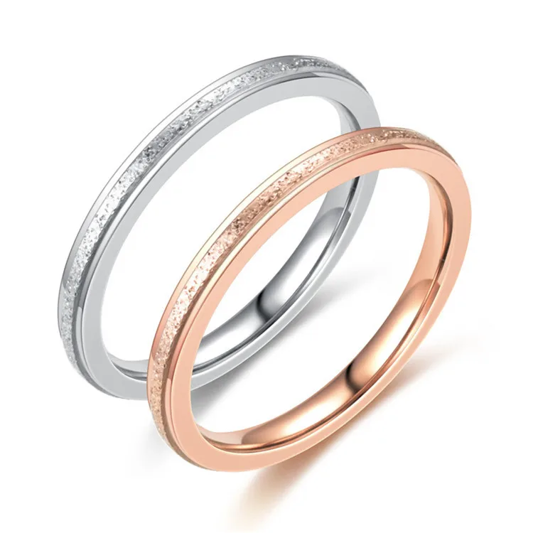 

Korean Fashion Couple Unisex 2mm Thin Knuckle Rose Gold Plated Stainless Steel Matte Rings for Women Men, Silver,gold,rose gold