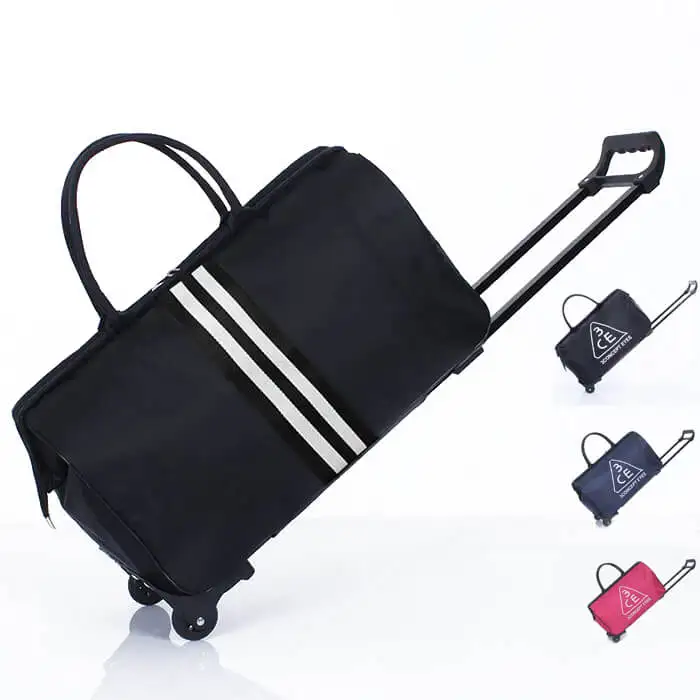 V260 Fashion company promotional gift foldable waterproof duffel travel leather trolley bag luggage suitcase for men and women