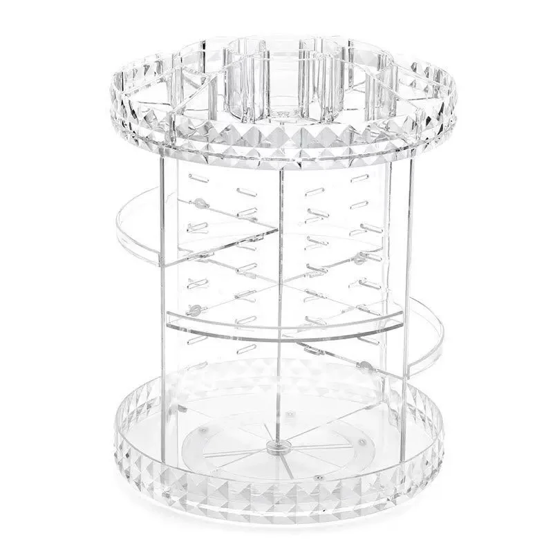 

Clear Transparent Large 360 Degree Rotation Cosmetic Storage Box 360 Rotating Makeup Organizer, Pink