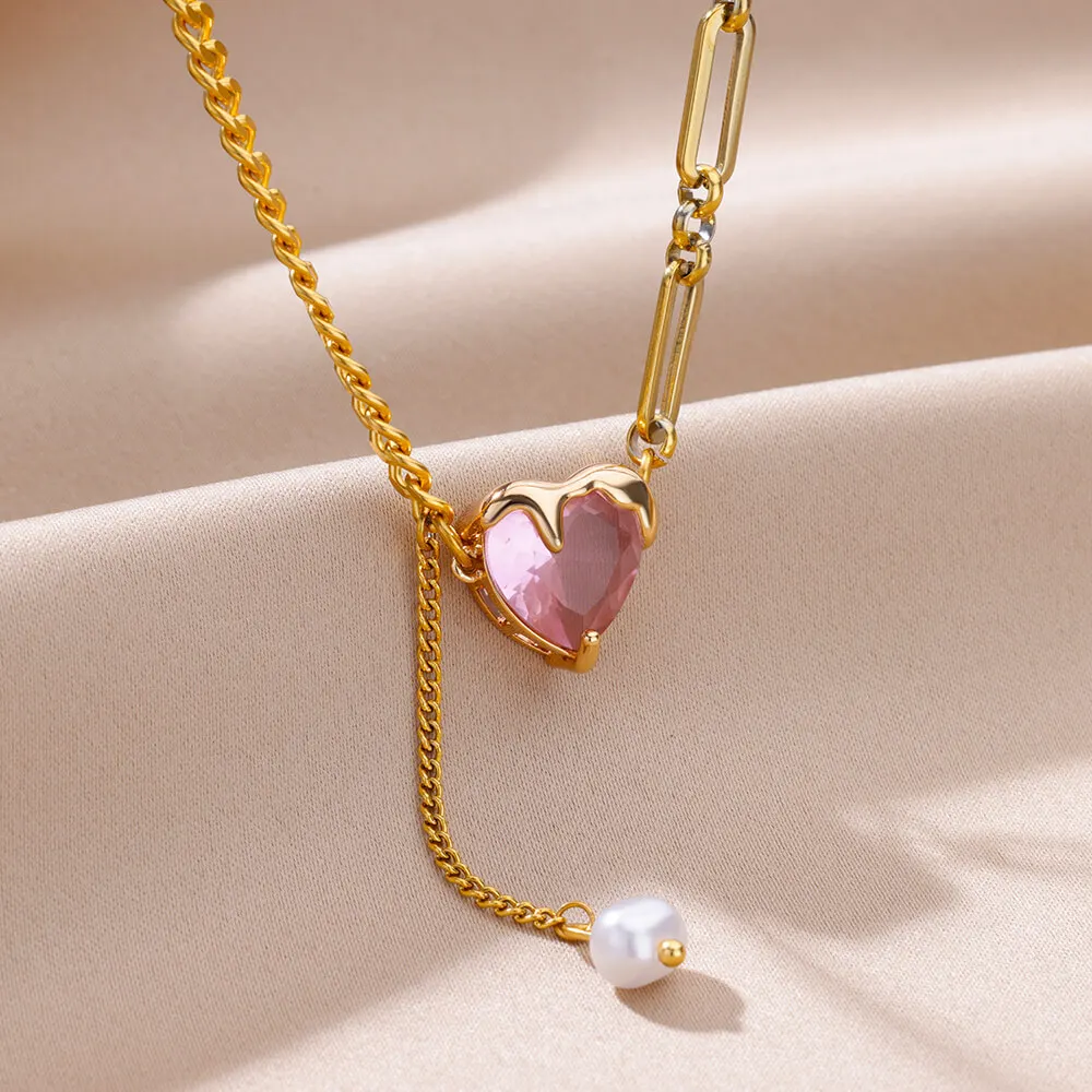 

Lateefah OEM Stainless Steel Red Crystal Heart Necklace For Party Jewelry Necklaces