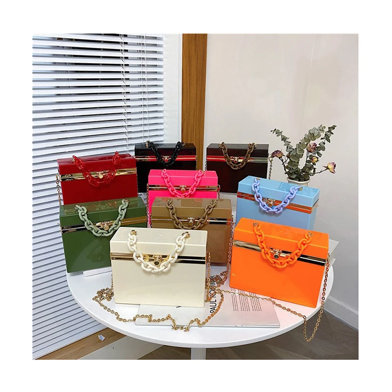 

Designer Girls Acrylic Box Evening Bag Women 2021 Summer Luxury Top Handle Dinner Clutch Purses Ladies Handbag High Quality