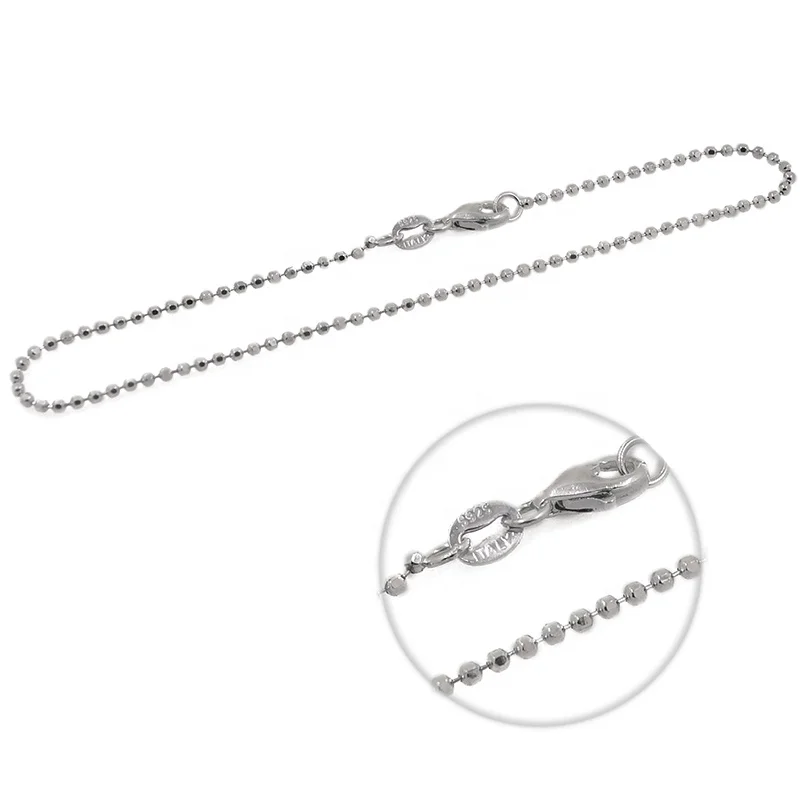 

Wholesale Fashion Jewelry 925 Sterling Silver Chain Diamond Cut Ball Chain