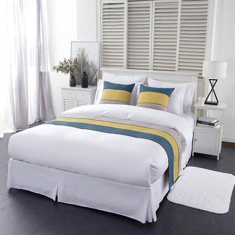 Wholesale White 100 Cotton King Queen Size White Hotel Bedding Set 5