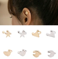 

1PC Fashion Small Gold Silver Copper Moon Clover Star Heart Triangle No Pierced Earclips Earrings for Women