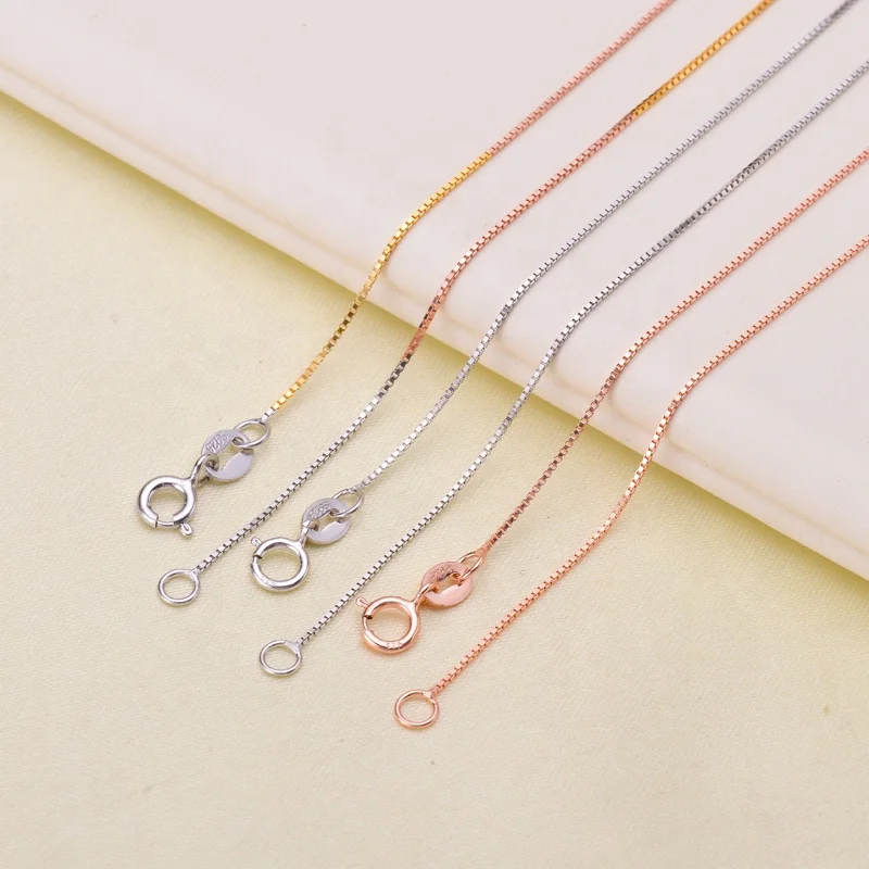 

18inches wholesale new design 925 sterling Silver gold plated box chain Necklace for DIY jewelry