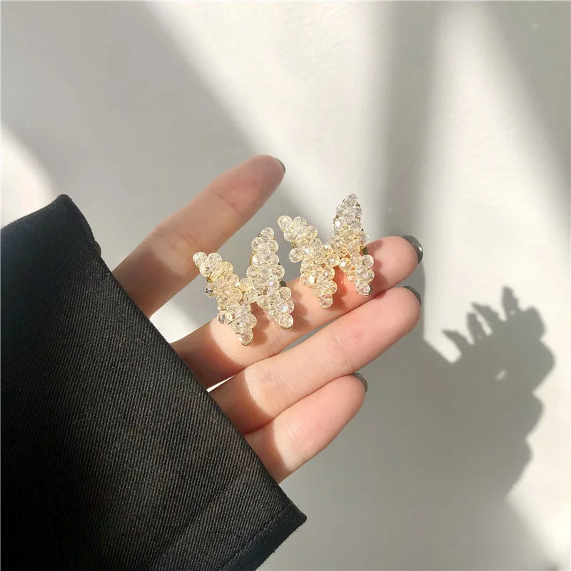 

JUHU New sweet crystal butterfly earrings cute classic animal earrings alloy S925 silver needle jewelry for women, Colorful