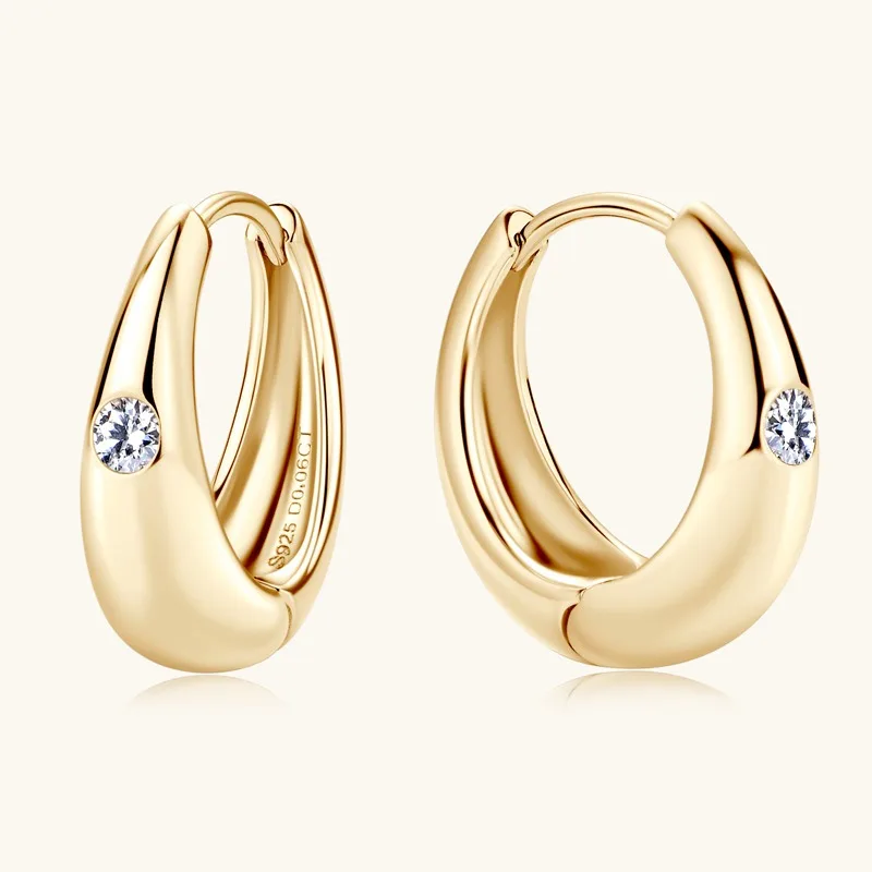 Wholesale Iced Out Jewelry Moissanite Diamonds Hoop 925 Sterling Silver Luxury Yellow Moissanite Earrings for Gift