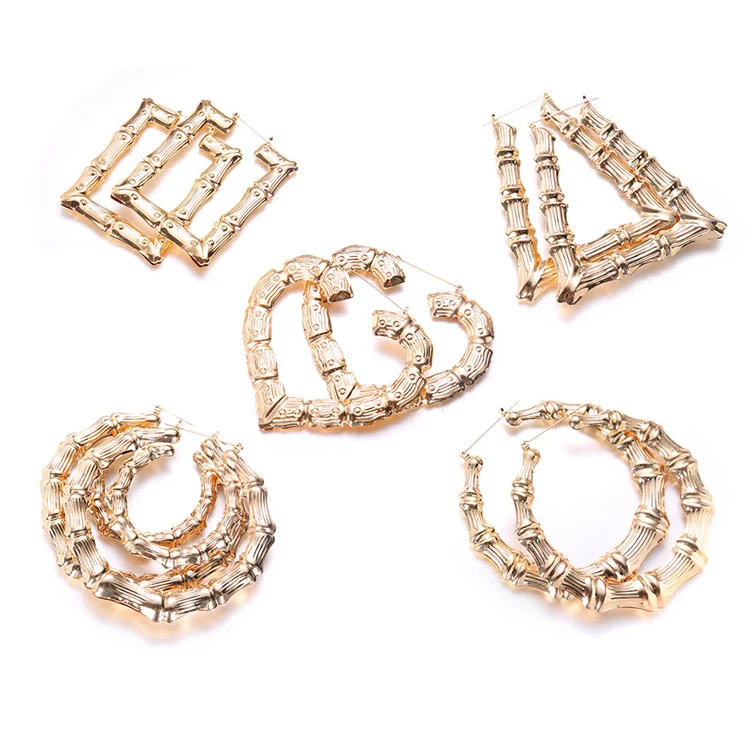 

Wish Amazon Hot Selling Exaggerated Gold Filled Earrings Hip Hop Cc Earrings, Golden