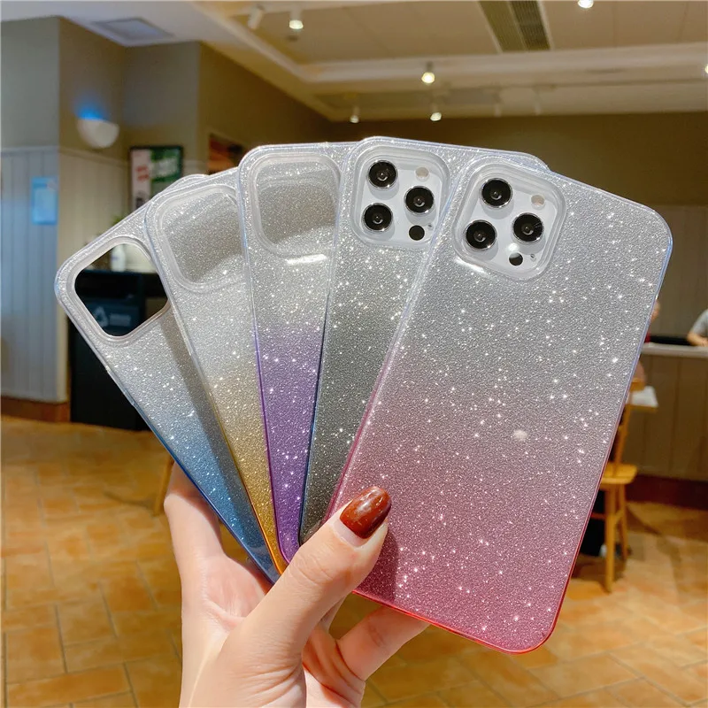 

Luxury Glitter Bling Phone Case for iphone 13 12 11 Pro Max Mini X XS XR Cases Shining Shockproof TPU Soft Back Cover Girl Women