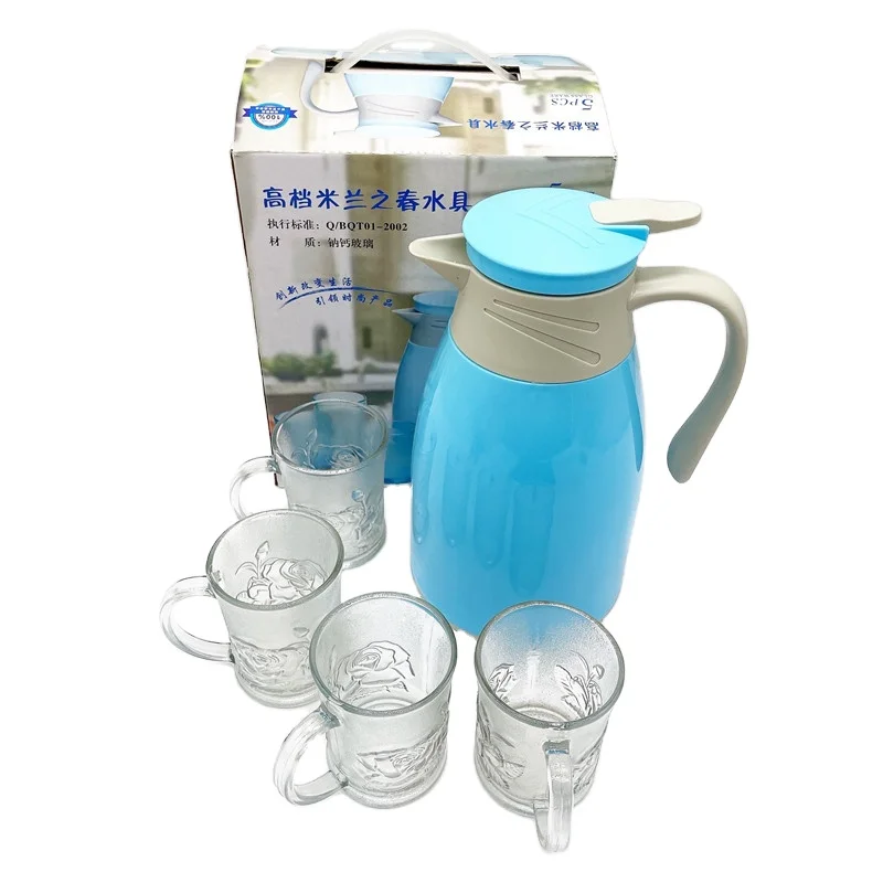 

Best selling durable using household color insulation pot with rose cup, Blue