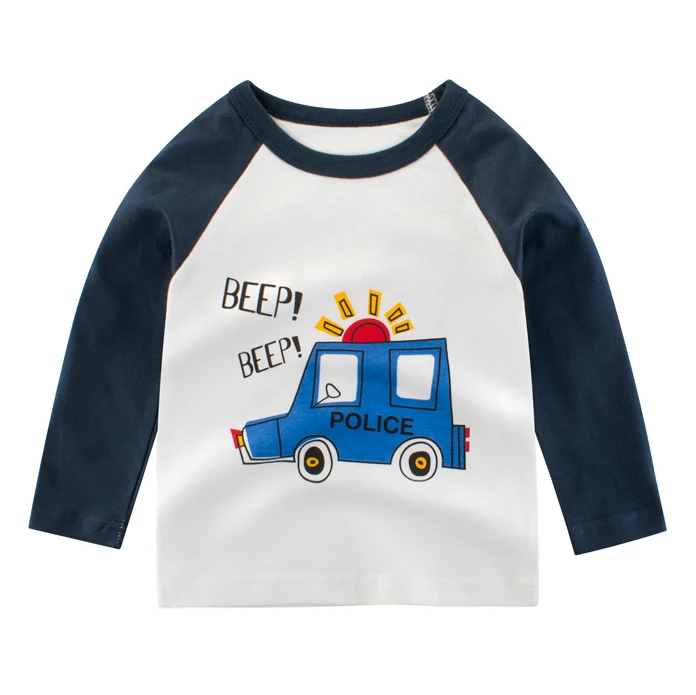 

Pure Cotton Boys Casual Graphic Cartoon Tee Shirts Baby Long Tshirts For Kids T -18
