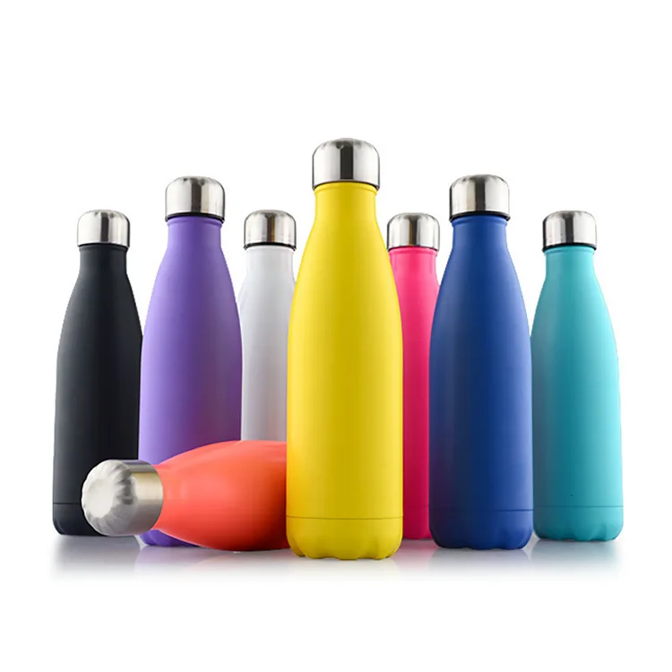 

500ml 17oz double wall insulated Cola shape cold water bottle outdoor stainless steel flasks in sock, Customized color
