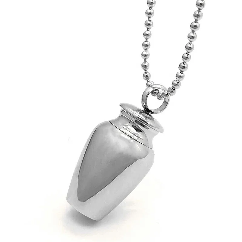 

Factoey Direct Sale High Quality Cremation Supplies 316L Stainless Steel Moistureproof Urn Pendant Necklaces, Silver