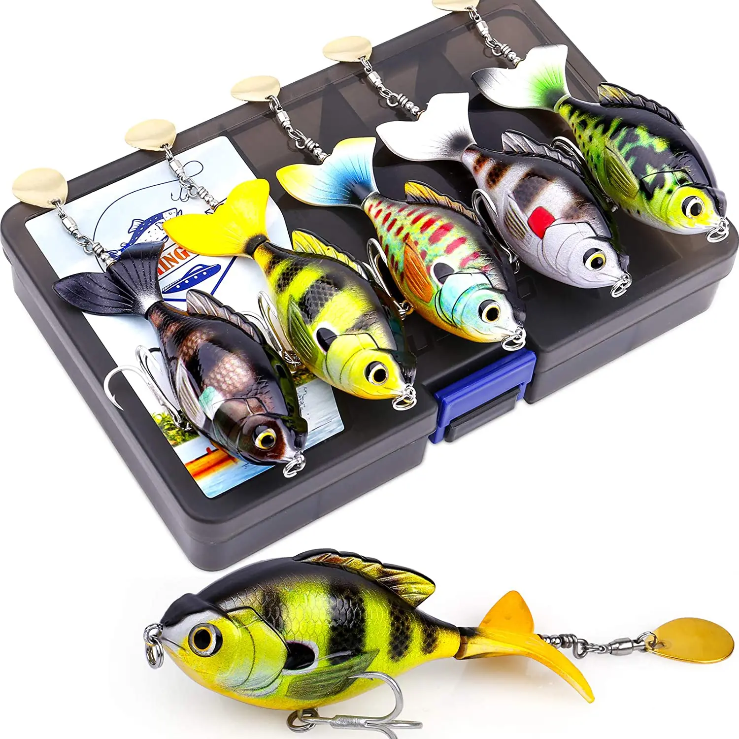 

New Artificial Hard Topwater Floating Rotating Tail Bait Fishing Lures Swimbait Slow Wobblers Lure