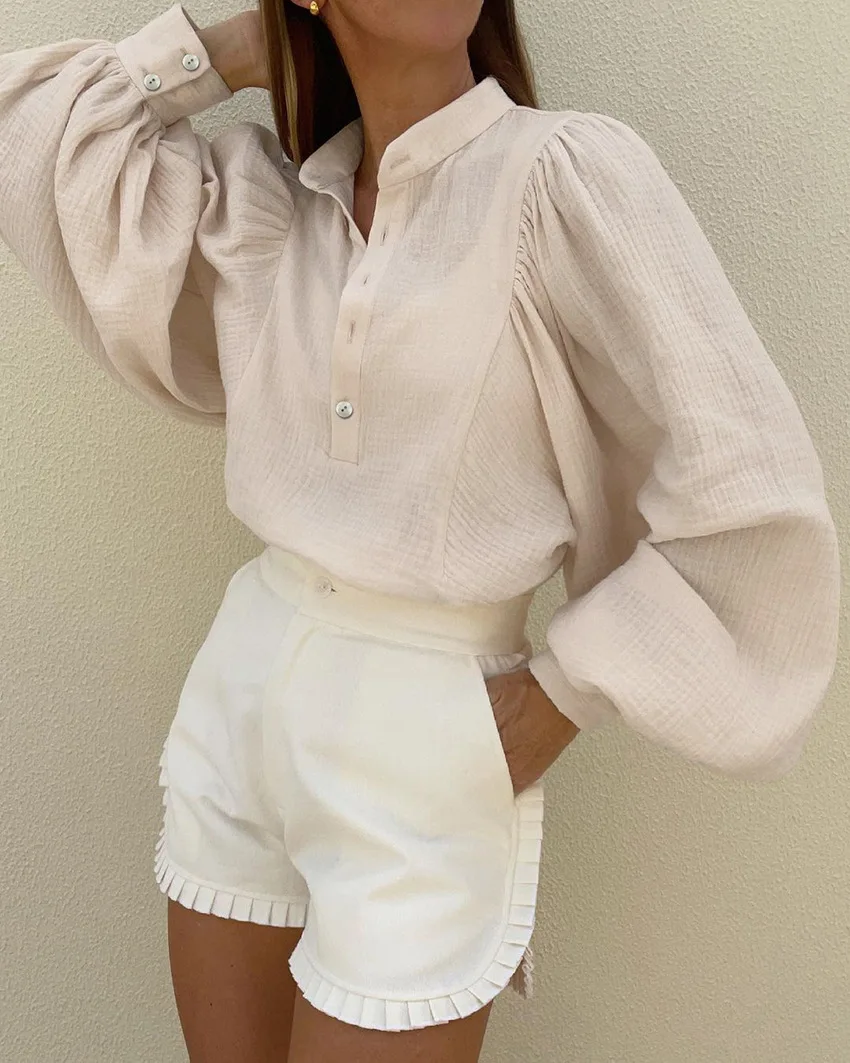 

Elegant Women Long Sleeve Blouses Woman Tops Fashionable Loose Blouses & Shirts