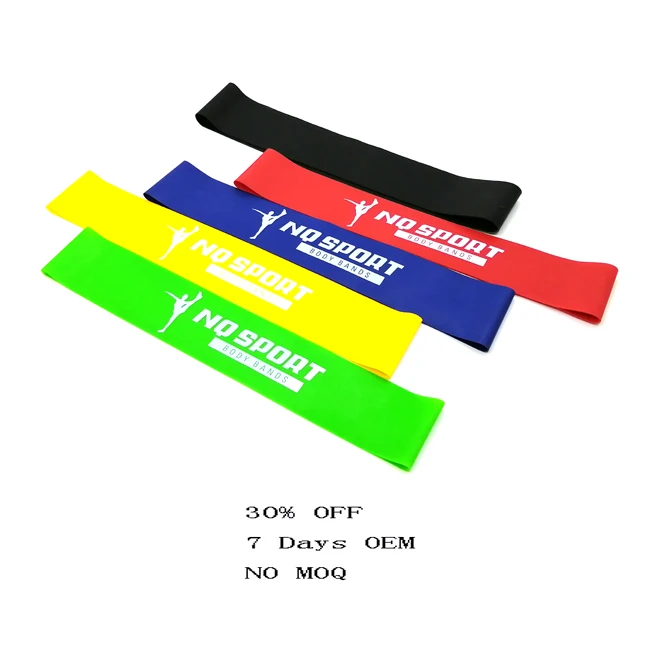 

private label custom logo gym fitness stretching set of 4 portable indoor workout natural latex resistance bands set, Customized