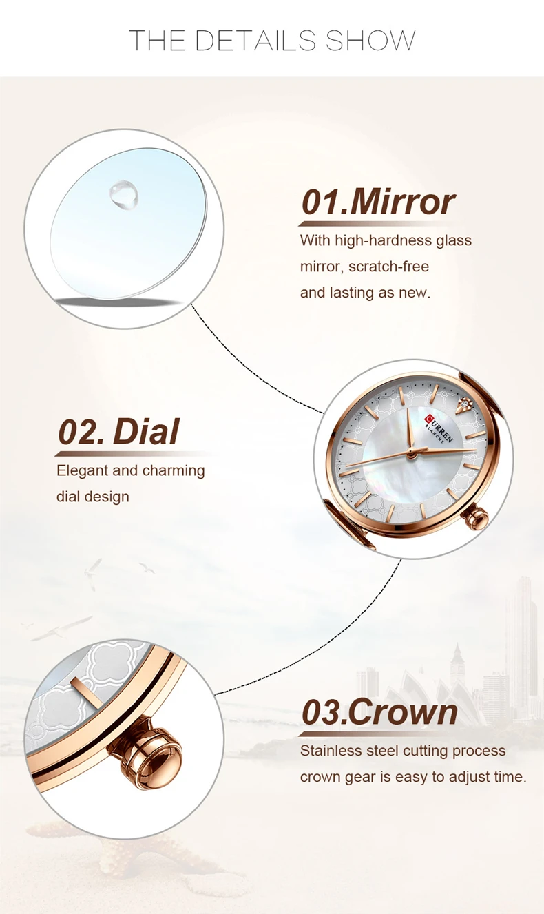 Watches for Women Luxury Brand CURREN 9072 Elegant Thin Quartz Wristwatch with Stainless Steel Simple Female Clock
