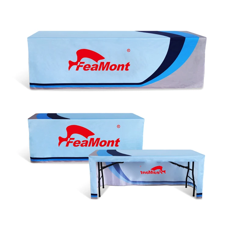 

Manufacture printed outdoor advertising promotional wedding trade show event fitted custom table cover cloth with logo