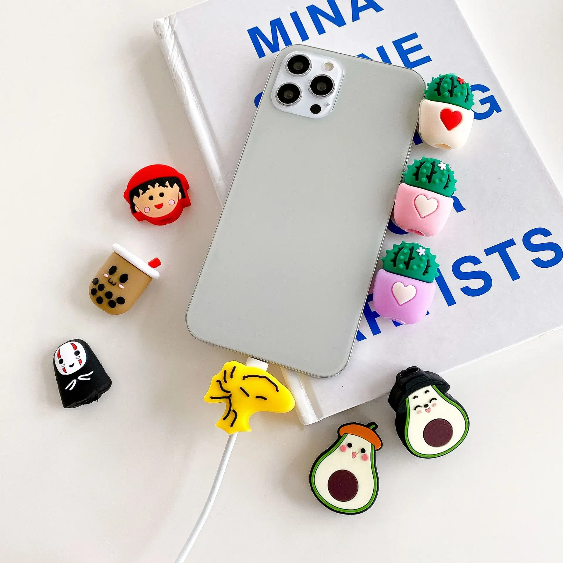 

Christmas gift usb cord pvc cartoon animal bite for iphone phone charger cable protector, Colorful