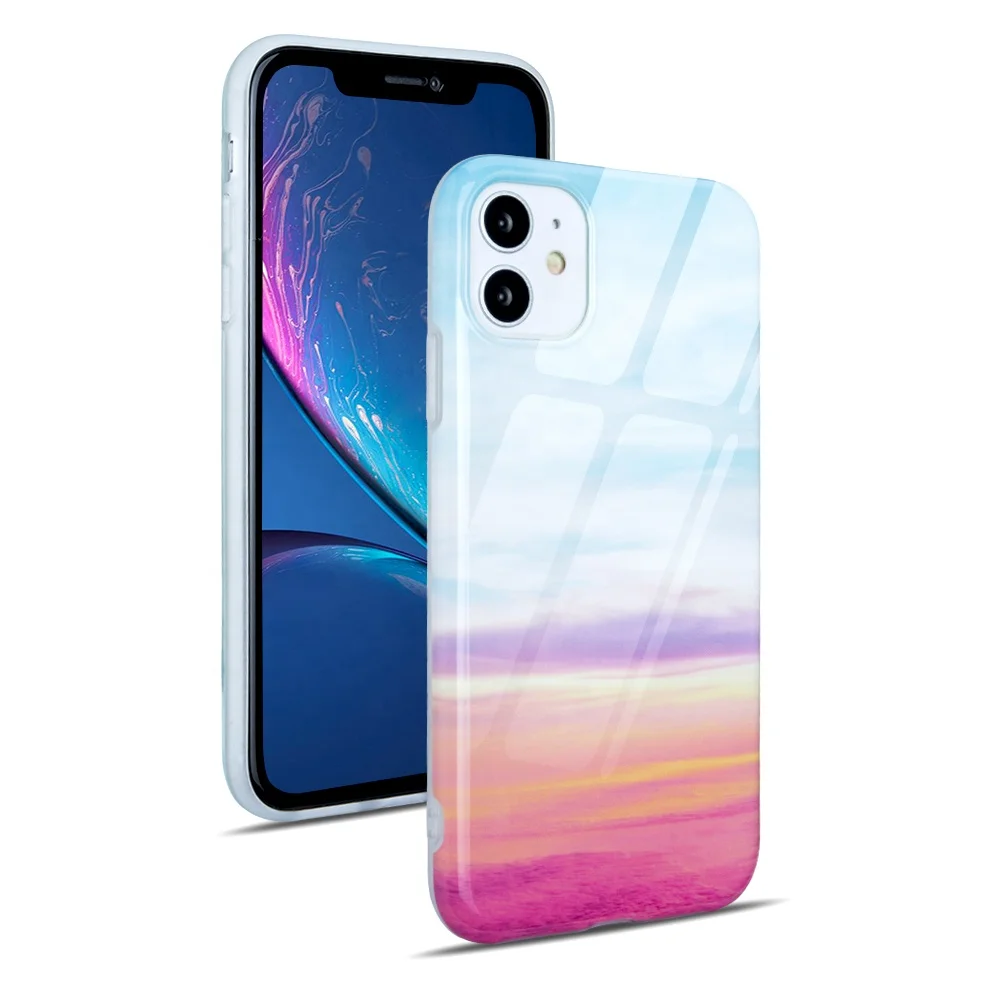 

New Trendy Luxury Design Case Shockproof Slim Tpu Marble Cell Phone Cover for Apple Iphone 11, 8 colors