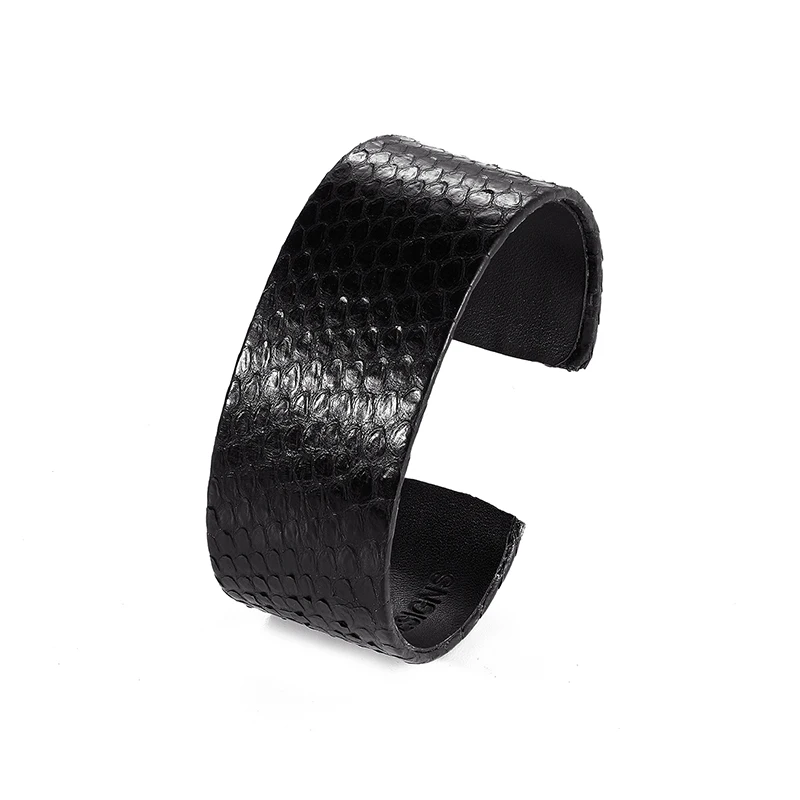 

Fashion men women type black snake leather bracelet cuff tropical python skin bangle, Customized color