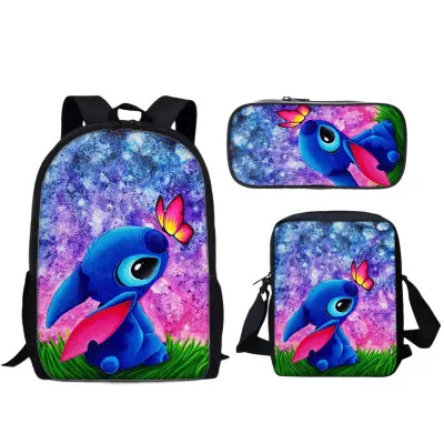 

TY2373 Lilo and Stitch book bag cartoon printed School Backpack Bag