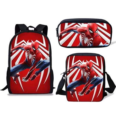

3 Pcs/set Spiderman Mochila Escolar Infantil Children Pencil Shoulder Book Bags Anime School Bag Kids Backpack Boys, Customized colors
