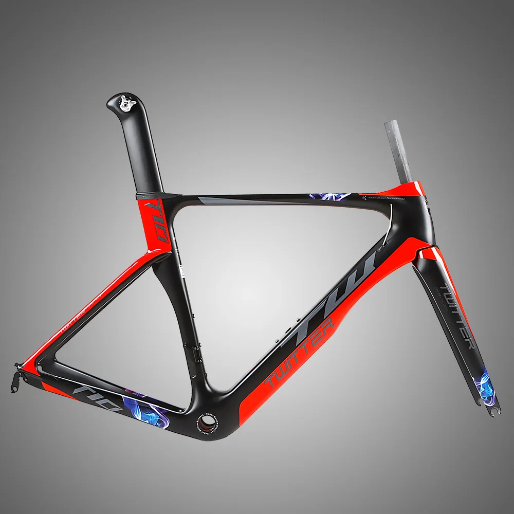 

700c aero design t1000 carbon fiber road bike frame, Black