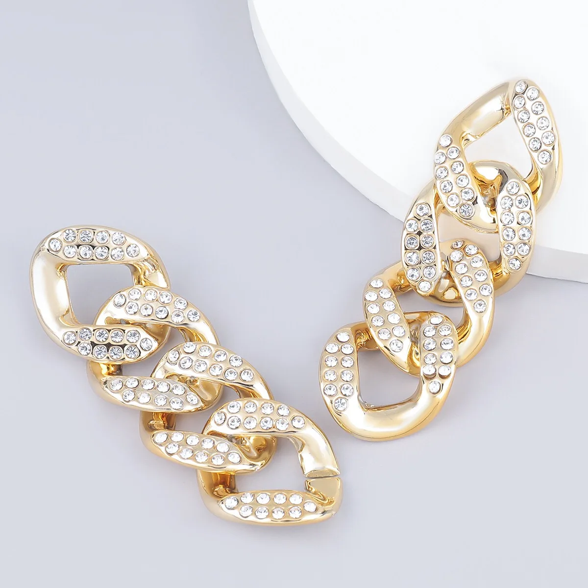 

NE939 Justylish 2020 best seller fashion spiral alloy girls earrings Cuban Link Chains with diamond earrings