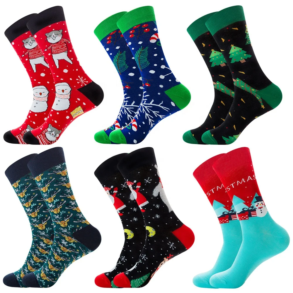

Amazon Fall New Santa Elk In Stockings Cotton Socks Men's Christmas Socks