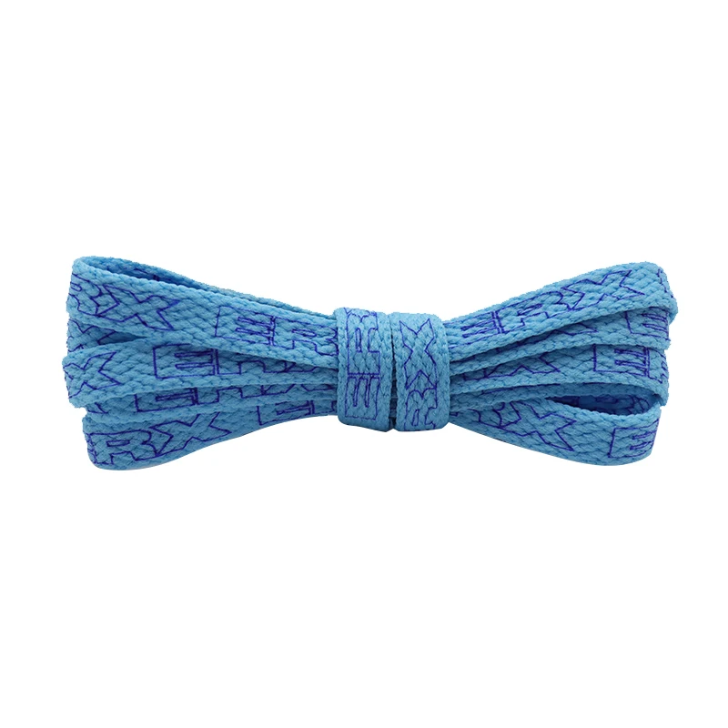 

Weiou company cool Flat Black light Blue printed shoelace printed high quality laces for boots, Support customized color