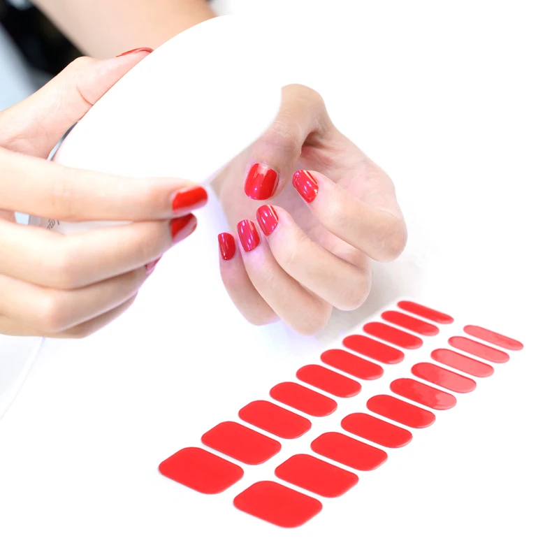 

Hot Selling Nail Strips 2021Latest Solid Color Semi Cured Gel Nail Sticker, Colorful