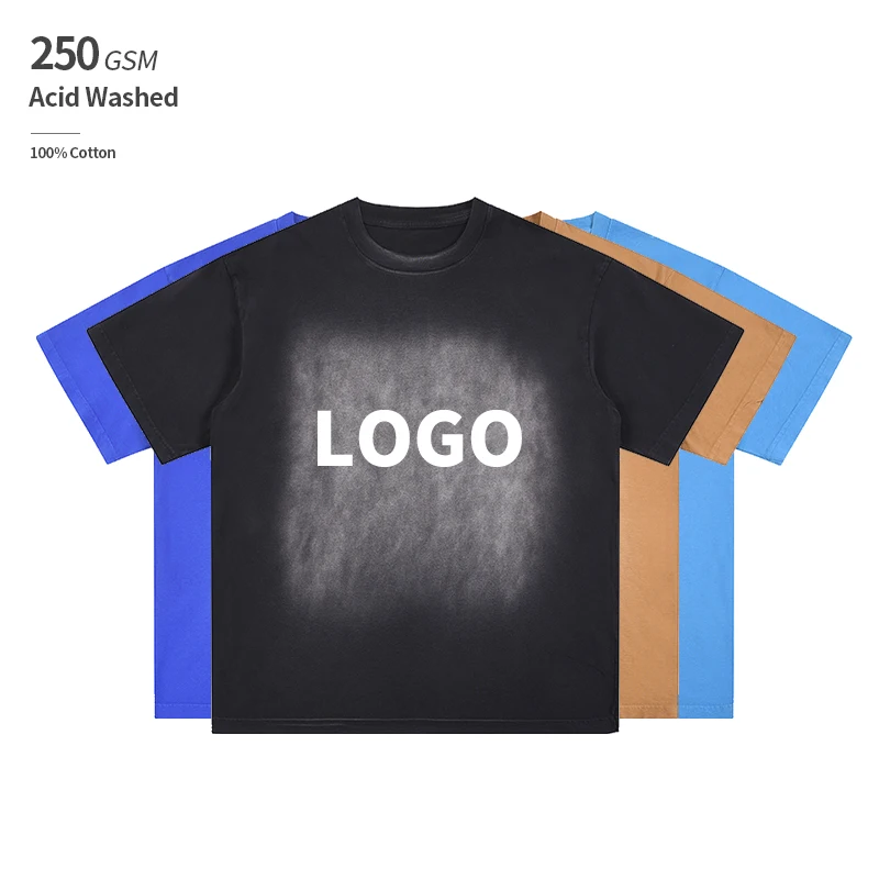 Plus Size 250 GSM 100% Cotton Printed T Shirts Custom Casual Mens Streetwear Oversized Drop Shoulder Unisex T-Shirt