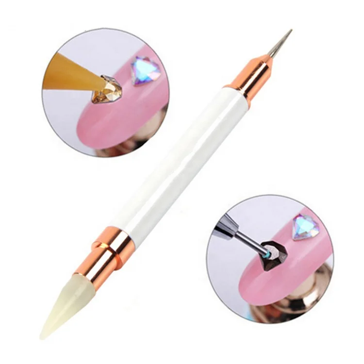 

1 Pc Dual-ended Dotting Pen Rhinestone Studs Picker Wax Pencil Crystal Beads Handle Nail Art Tool