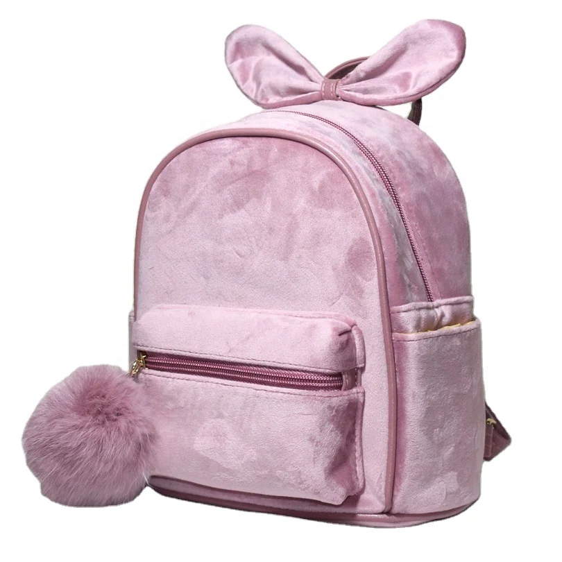 

Heopono New Design Cute Designed Bowknot School Book Bag Good Hand feel High Quality Fashion Suede Girls Backpack, Customizable