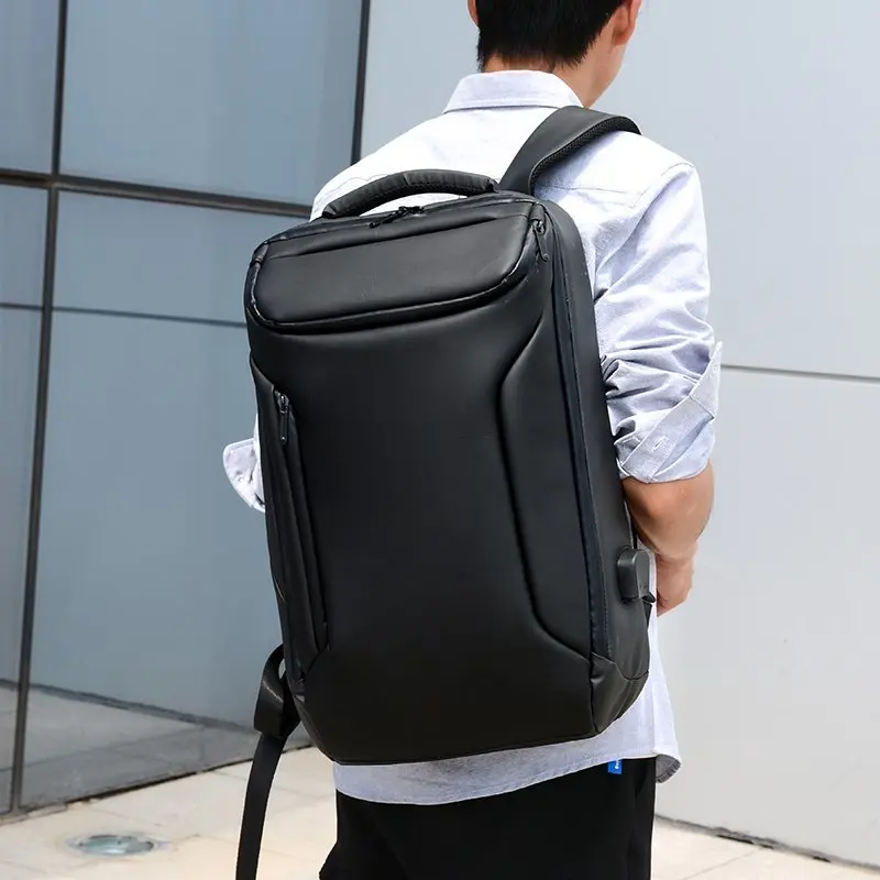 

New High Quality Men's Business Backpack 17 Inch Laptop Backpack With USB Charging Port Waterproof Men's Backpack Travel Bag, Black