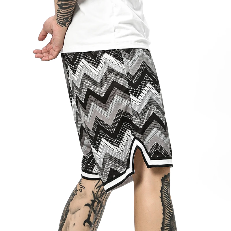 

2021 Over The Knee Striped Printed Basketball Shorts Quick Dry Lightweight Sublimation Mesh Shorts, Different color is available