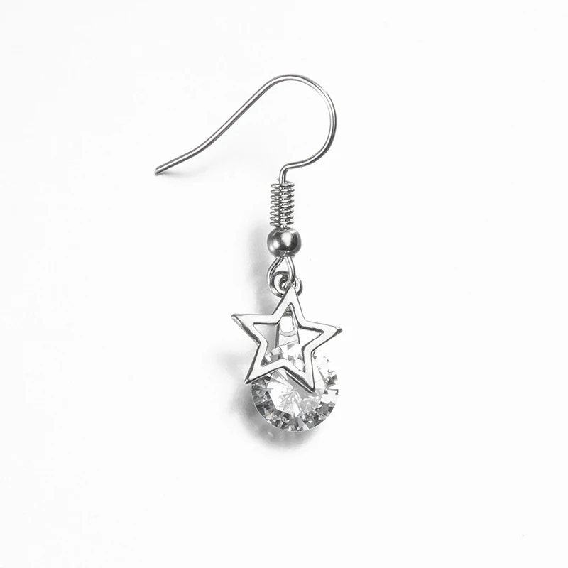 

925 Silver Earrings design unique jewelry accessories colorful gem Five Star Earrings