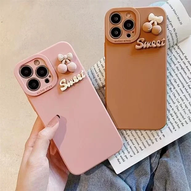 

3D cute cartoon dinosaur fruit avocado soft silicone phone case for iphone 12 XR XS 11 Pro Max 7 8 plus holder cover gift coque, Pink, brown