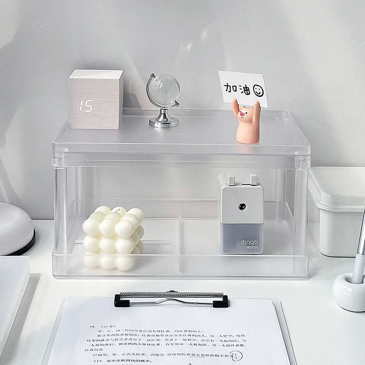 

Cutelife Nordic Plastic Transparent Double-layer Desktop Shelf Home Decorative Table Storage Holders Racks Desk Organizer Shelf
