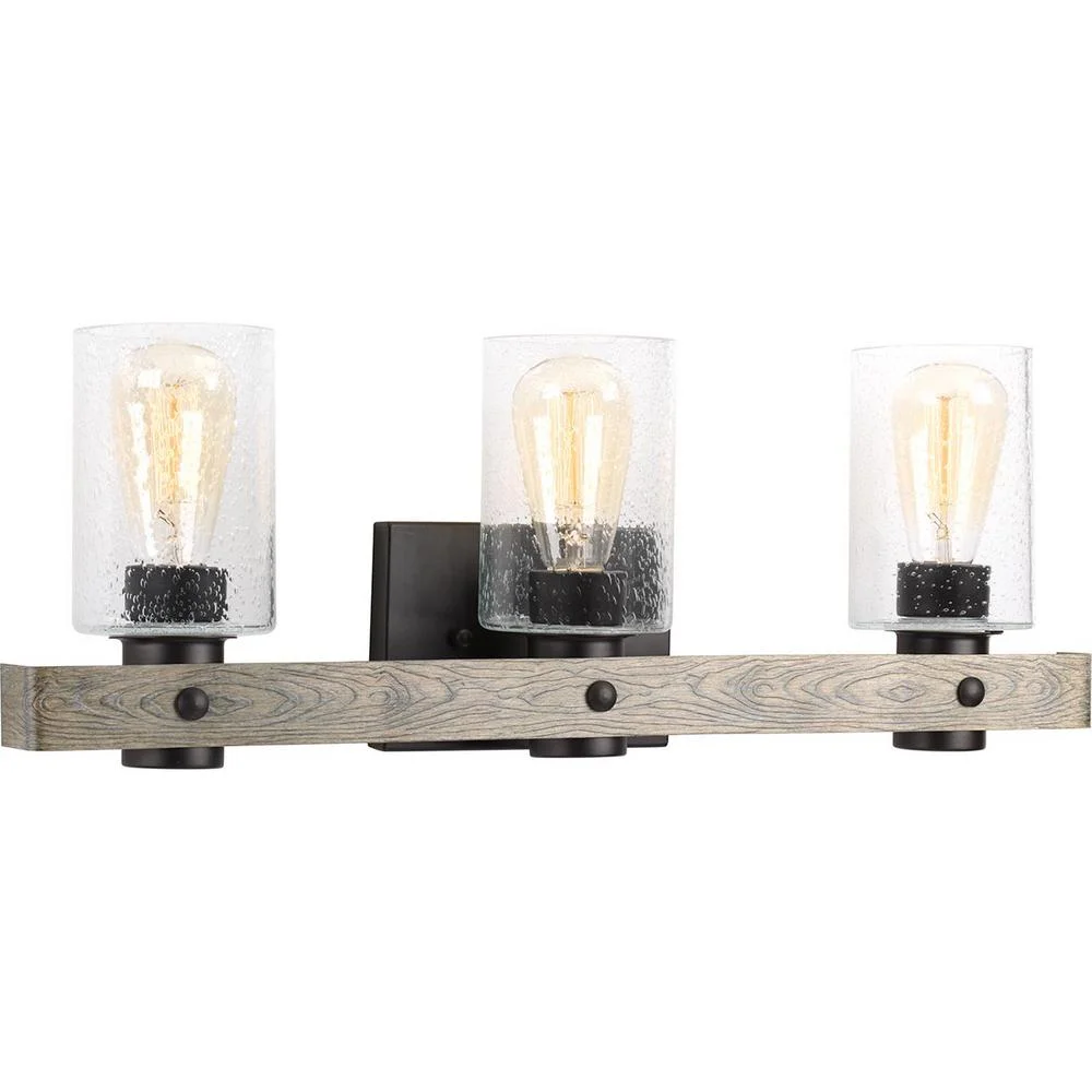Farmhouse 3-Light Indoor Mirror Hand Paint Bathroom Wall Sconce Vanity Light With Seeded Glass Shades