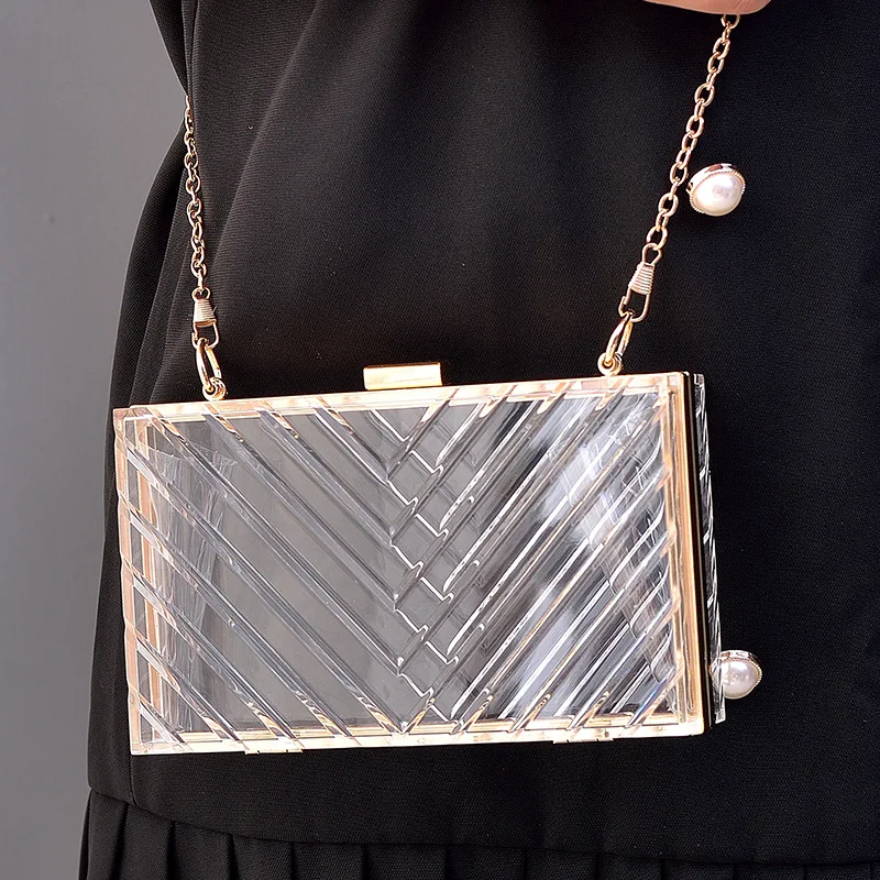 

Hot Selling Acrylic Box Transparent Makeup Clutch Evening Bag For Women, Mix colors