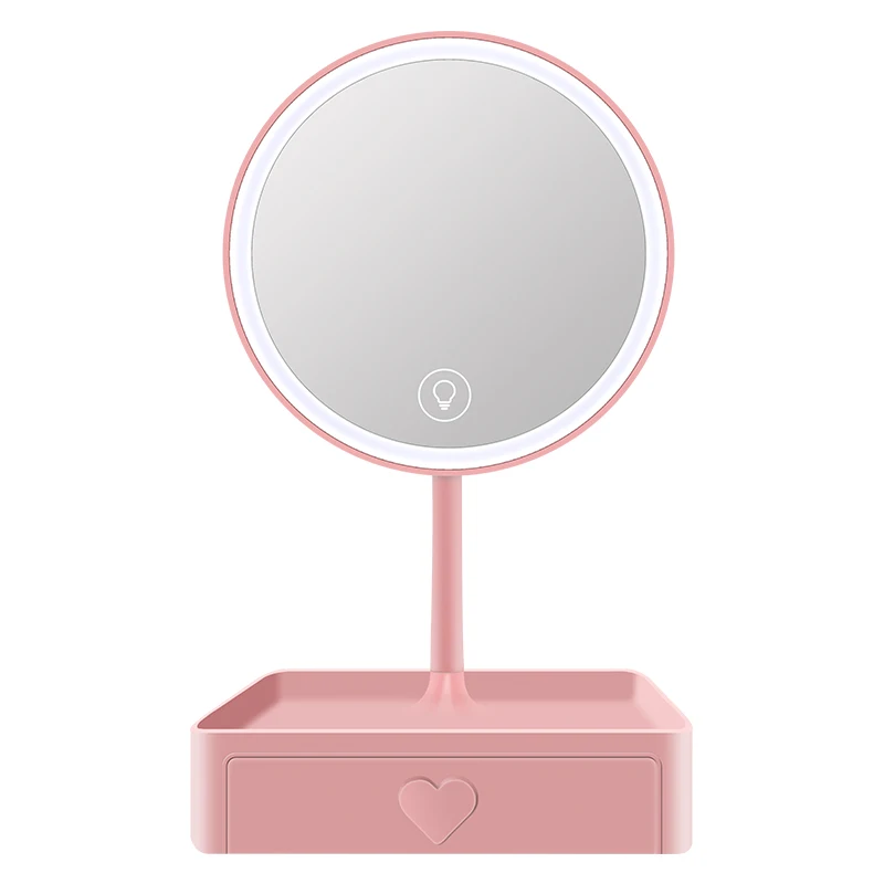 

Pink Makeup With LED Standing Mirror Smart Dimmer Touch Screen Touch Screen Vanity Mirror Adjustable Light Desk Cosmetic Mirror, Pink/white/